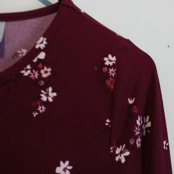 Children Place Girls Ribbed Floral Tie Front Long Sleeve Top Size 14 - Picture 3 of 6